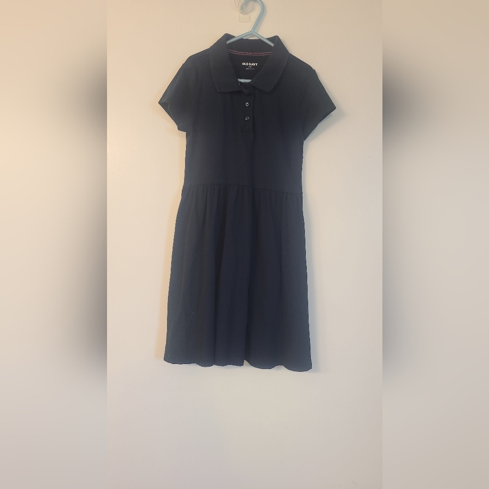 Girls Navy Blue Polo Dress – Short Sleeve, Casual & Comfortable Size M